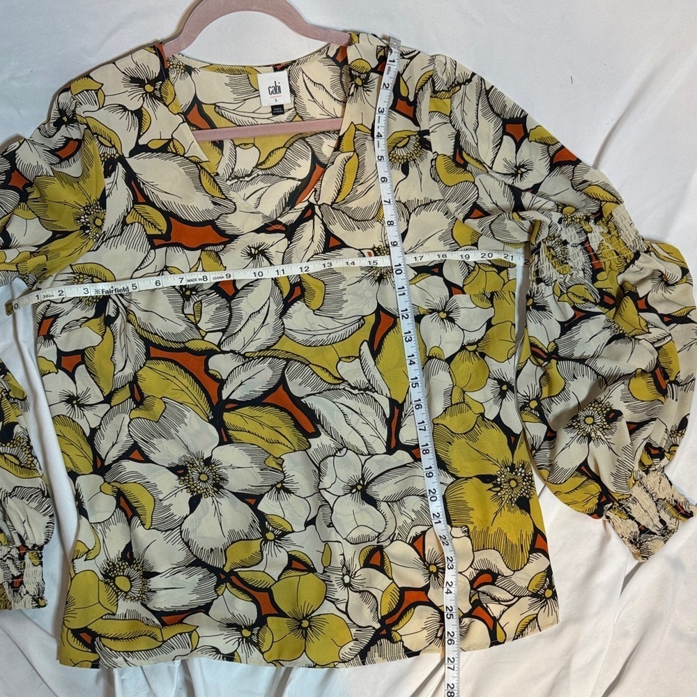 CAbi Women's Floral Blouse - Yellow, Black, and Orange - Picture 6 of 6